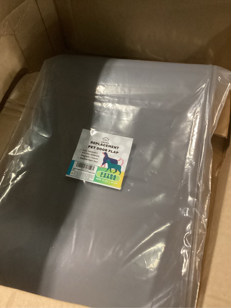 Condition photo showing Good Condition for extra large replacement dog door flap compatible with petsafe measures 13 3/4” x 24 3/8” pac 11-11040, durable and flexible xlarge 1