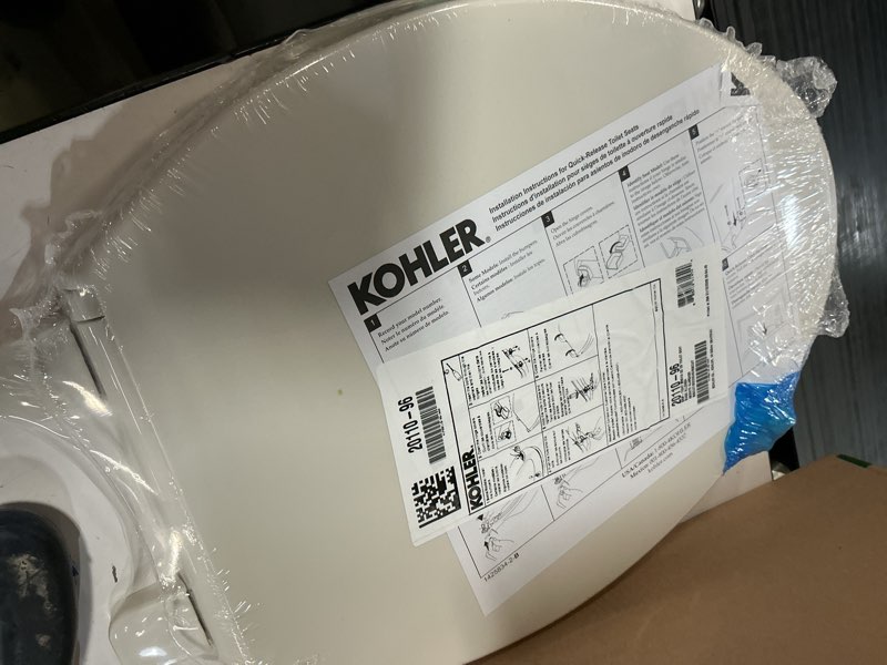 Condition photo showing Good Condition for kohler 20110-0 brevia, slow close toilet seat, elongated toilet seat, grip-tight bumpers quick-attac