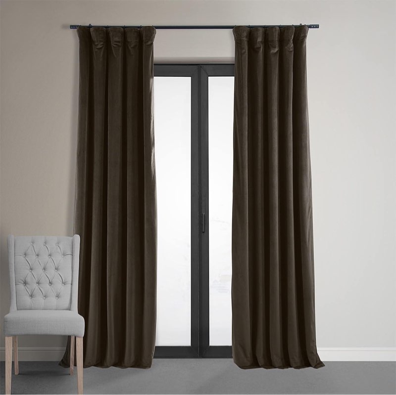 HPD Half Price Drapes Signature Blackout Velvet Curtains 96 Inch Long (1 Panel) 4-Pass Hotel Blackout Lined Window Curtains Thermal Blackout Curtains for Bedroom, Living Room, 50W x 96L, Java Java 50"W x 96"L (Pack of 1)