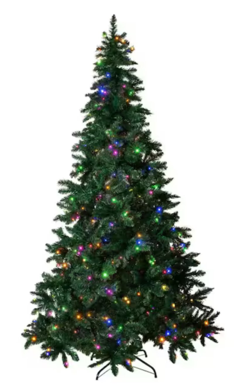 Aurio 7.5 ft. Pre-Lit LED Spruce Artificial Christmas Tree with 480 Multi-Color and Warm White Lights, 6 Functions