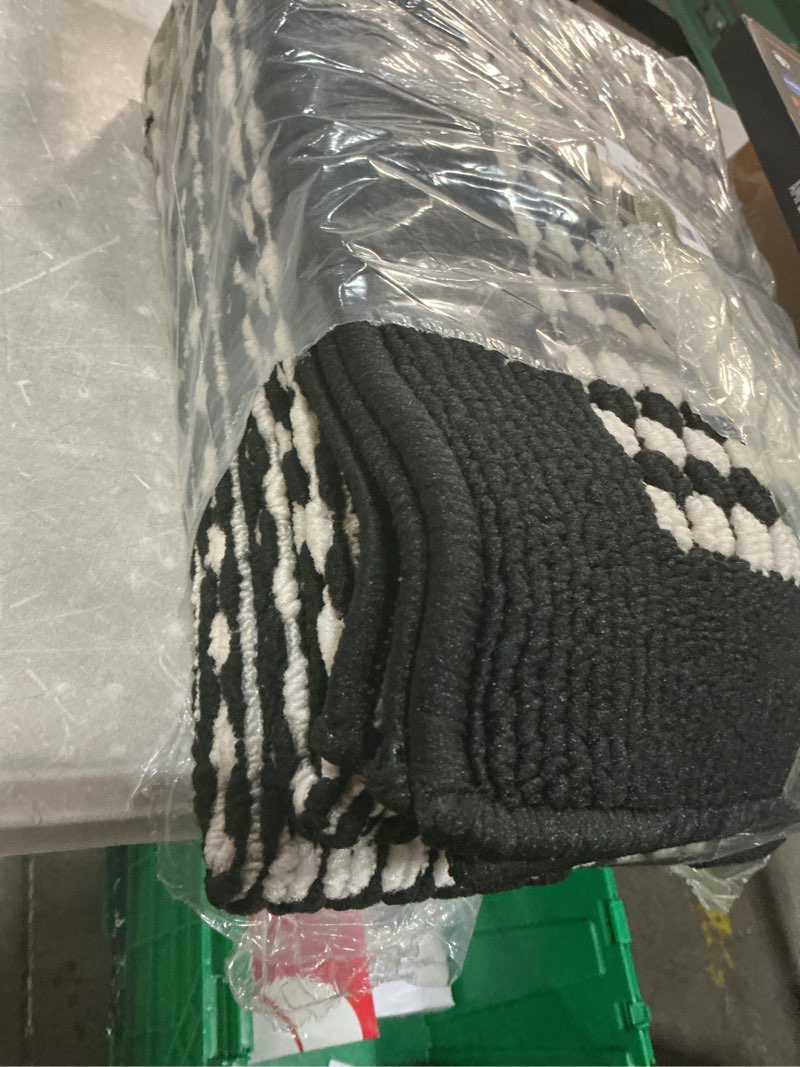 Condition photo showing Good Condition for ileading kitchen mat sets 3 piece minimalist 3d lattice kitchen floor rugs with non slip rubber backing machine washable farmhouse runner rugs for halloween laundry hallway doormat(black&white) 20"x32"+20"x48"+20"x59" checkered black&white