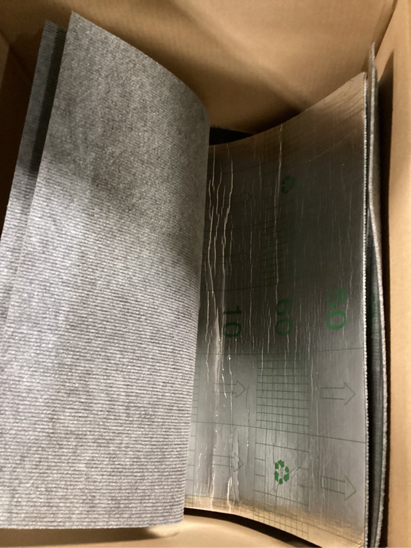 Condition photo showing Good Condition for Carpet Tile 20 Pack 24” X 24” Self Adhesive Carpet Floor Tiles Anti-Slip Squares Peel and Stick Floor Tilel DIY Installation for Bedroom(Dark Grey) 20 Dark Gray