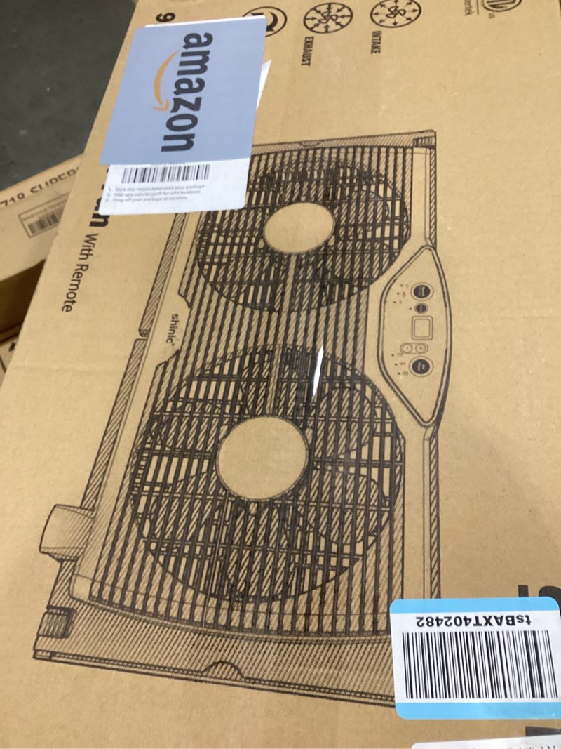 Condition photo showing Good Condition for shinic twin window fan, 9-inch blades reversible airflow, thermostat control, 3 speeds, 3 functions, 23.8"-37" expandable width, window exchaust fans for home bedroom, etl certified