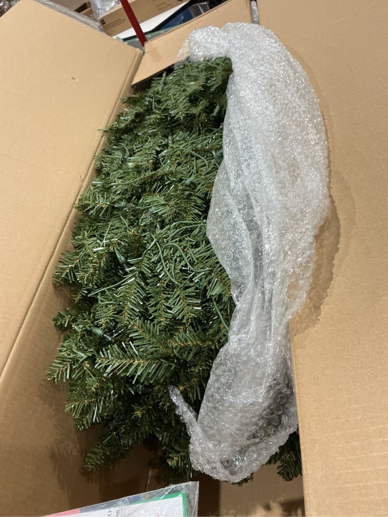 Condition photo showing Good Condition for puleo international 7.5ft pre-lit slim fraser christmas tree with 500 clear lights, 1453 realistic dense branch tips, easy setup artificial trees with sturdy metal stand 7.5' slim fraser fir with 500 clear lights