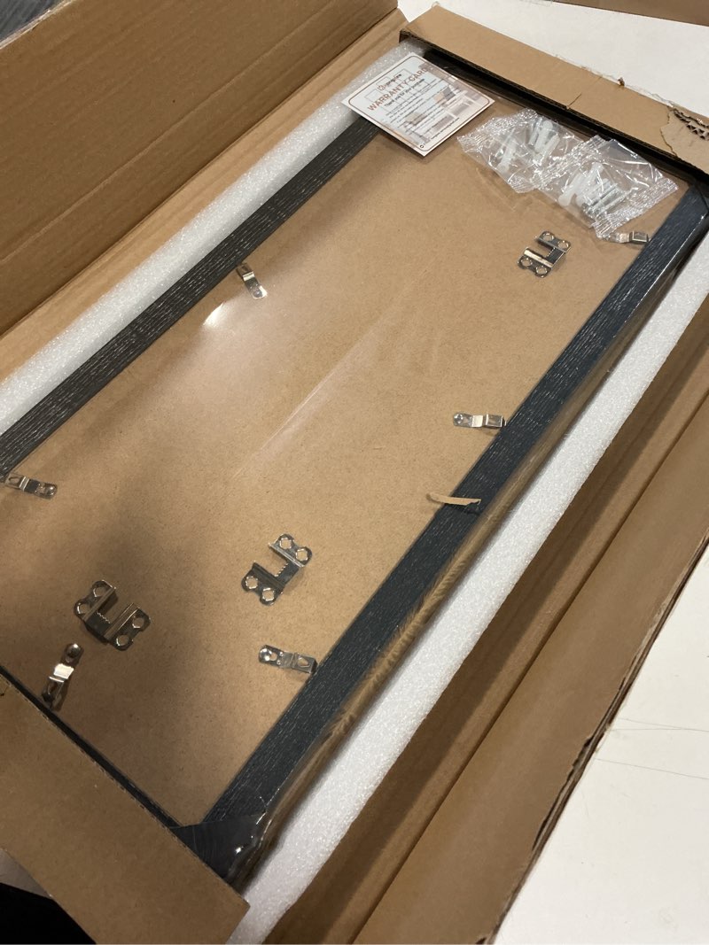 Condition photo showing New/Like New for 8x20 Picture Frame Set of 2, Rustic Black Wood Frame with Tempered Glass Collage Frame, Display Pictures Four 4x6 With Mat or 8 x 20 Without Mat - Horizontal or Vertical Wall Mounting 8x20 in matted to 4-4x6 Rustic Black