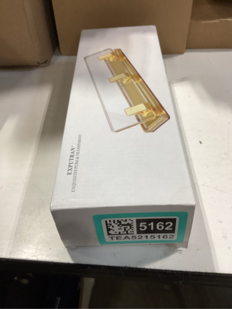 Condition photo showing New/Like New for acrylic and gold standard 3 hole punch,10 sheet capacity, desktop hole puncher 3 ring, office desktop accessory,clear/gold