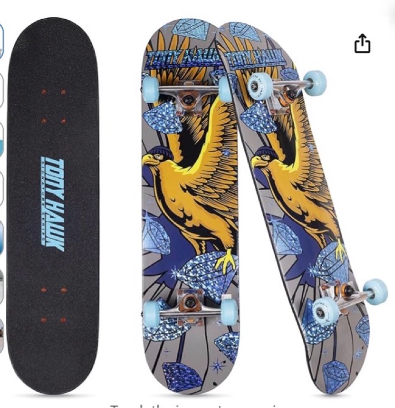 Tony Hawk 31 inch Skateboard, Tony Hawk Signature Series 3, Metallic Graphics & 9-ply Maple Deck Skateboard