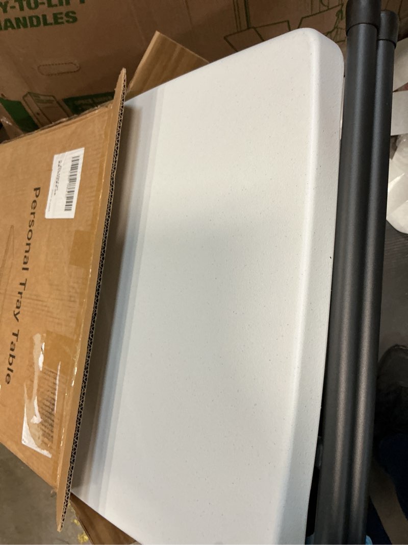 Condition photo showing Good Condition for folding table 30 inch - small desk adjustable height tv tray for laptop, couch, camping - heavy duty utility foldable table for small spaces, no assembly required,plastic white granite plastic white 30in