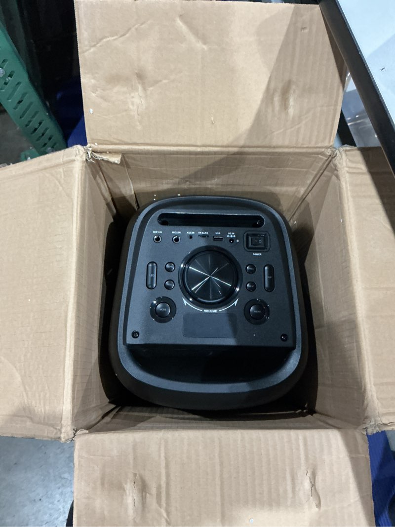 Condition photo showing Good Condition for karaoke machine with 2 wireless microphones for adults, big bluetooth party speaker with led disco light, support tws/usb/aux/tf card input, perfect for outdoor, home, stage subwoofers