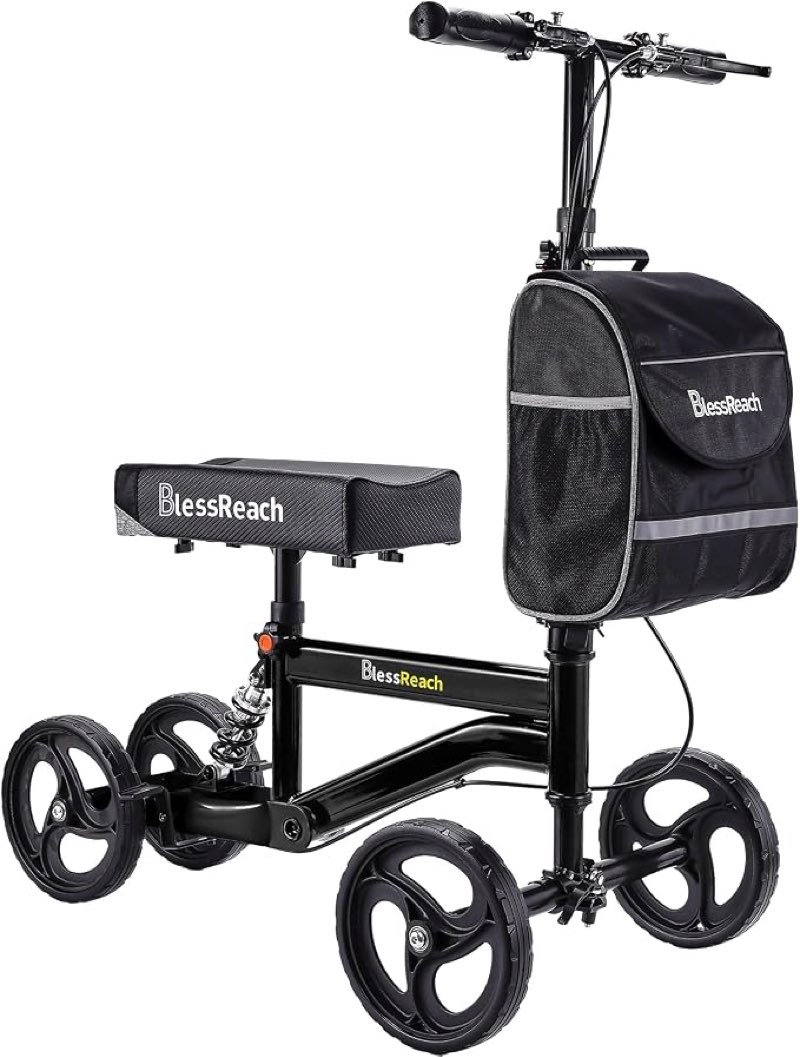 blessreach knee scooter for adults for foot injuries, 13" cozy knee pad