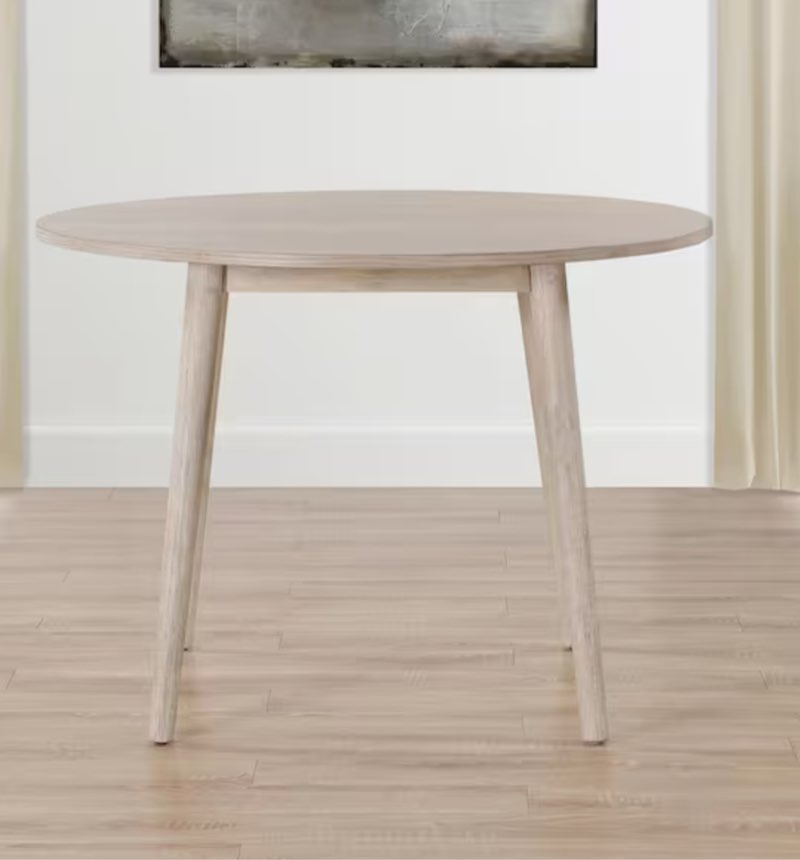Willow Brown Wood 42 in. Round 4-Leg Dining Table Seats 4 (Table Only)