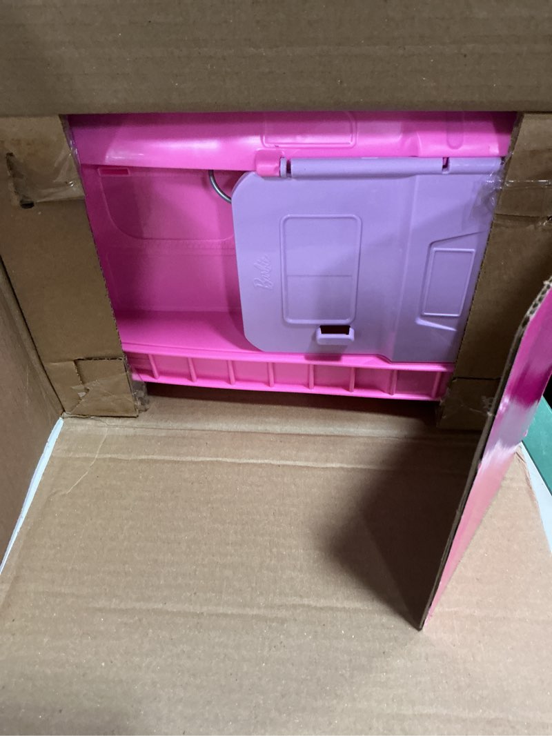 Condition photo showing New/Like New for Barbie Dream Camper Playset with Roof Tent, BBQ Grill with Color-Change Feature and 60+ Accessories