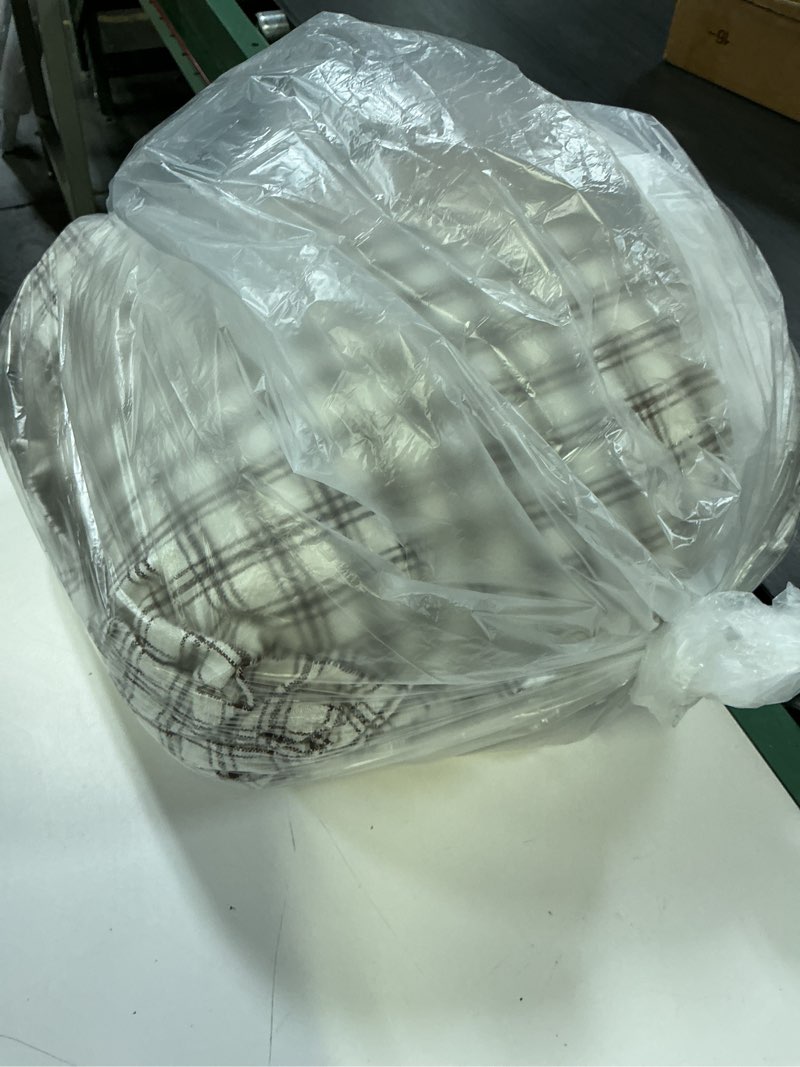Condition photo showing Good Condition for my texas house 18  x 18  ivory/brown ruffle plaid cotton decorative pillow