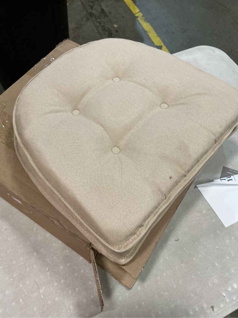 Condition photo showing Good Condition for non-slip chair cushions, assembled in usa, u-shaped skid-proof seat pads for dining room, kitchen, office, 15"x16" linear stone 2 pack