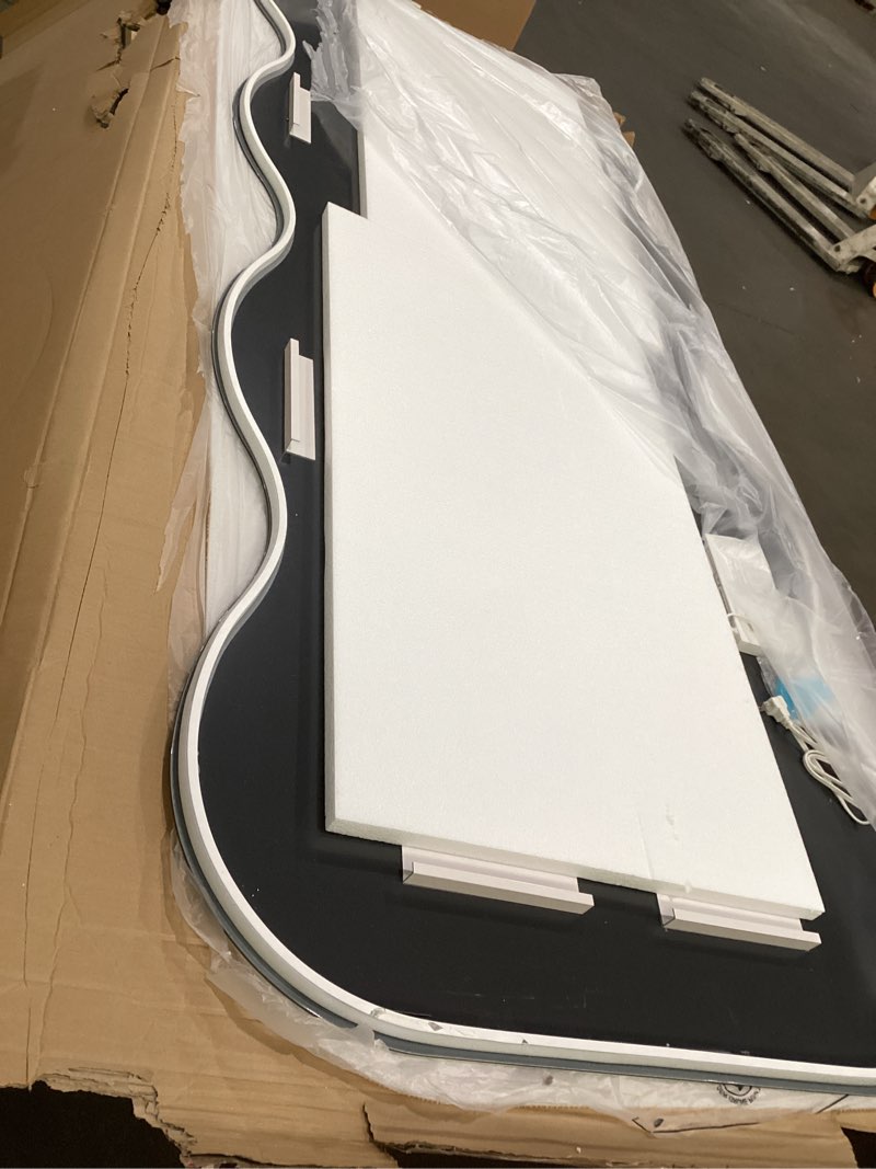 Condition photo showing As Is for Has damage)Hasipu Wavy Full Length Mirror with Lights - 94\"×39\" LED Wavy Floor Mirror, Frameless, Dimmable, Sta