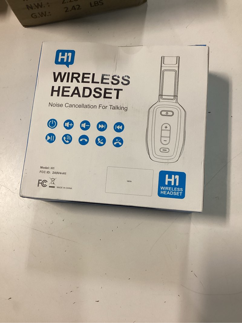 Condition photo showing New/Like New for bluetooth headset, 60hrs ai noise canceling v5.2 over head headphones, single ear trucker wireless headset with mic, mute button, multipoint, for phones pc computer truck driver office work - black carbon