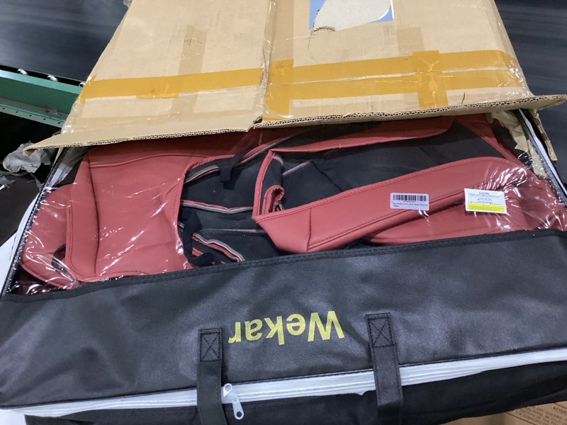 Condition photo showing Good Condition for tesla model 3 car seat covers nappa leather car interior seat airbag compatible cushion cover full set custom fit 2023 2022 2021 2020 2019 2018, nappa wine red