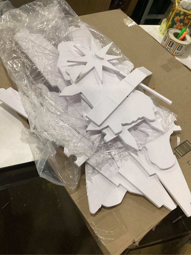 Condition photo showing As Is for 5.4 ft Outdoor Nativity Scene for Yard with LED Lights and Spotlights Weatherproof Nativity Sets with Sheep Camel for Christmas Family Lawns Outdoor Decor, Water Resistant PVC