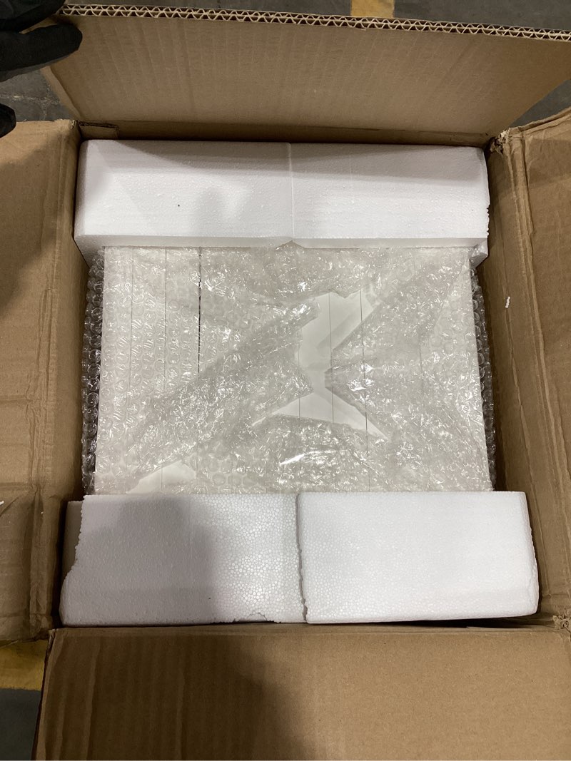 Condition photo showing As Is for Foldable Shoe Organizer Storage Box, Portable Extra Large Folding Shoe Rack for Closet, Shoe Storage Box with Magnetic Transparent Door and Wheels, 9 Layers 18 Grids with 4 Big Grids 1 White 9 Layers-C