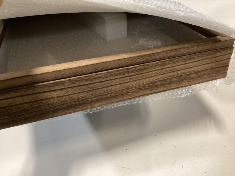 Condition photo showing Good Condition for Shadow Box Frame 13x16, Wood Display Boxes with Linen Back - Large Shadow Box with Paulownia Wood and Real Glass Cover for Wall or Tabletop Display Wood 13*16