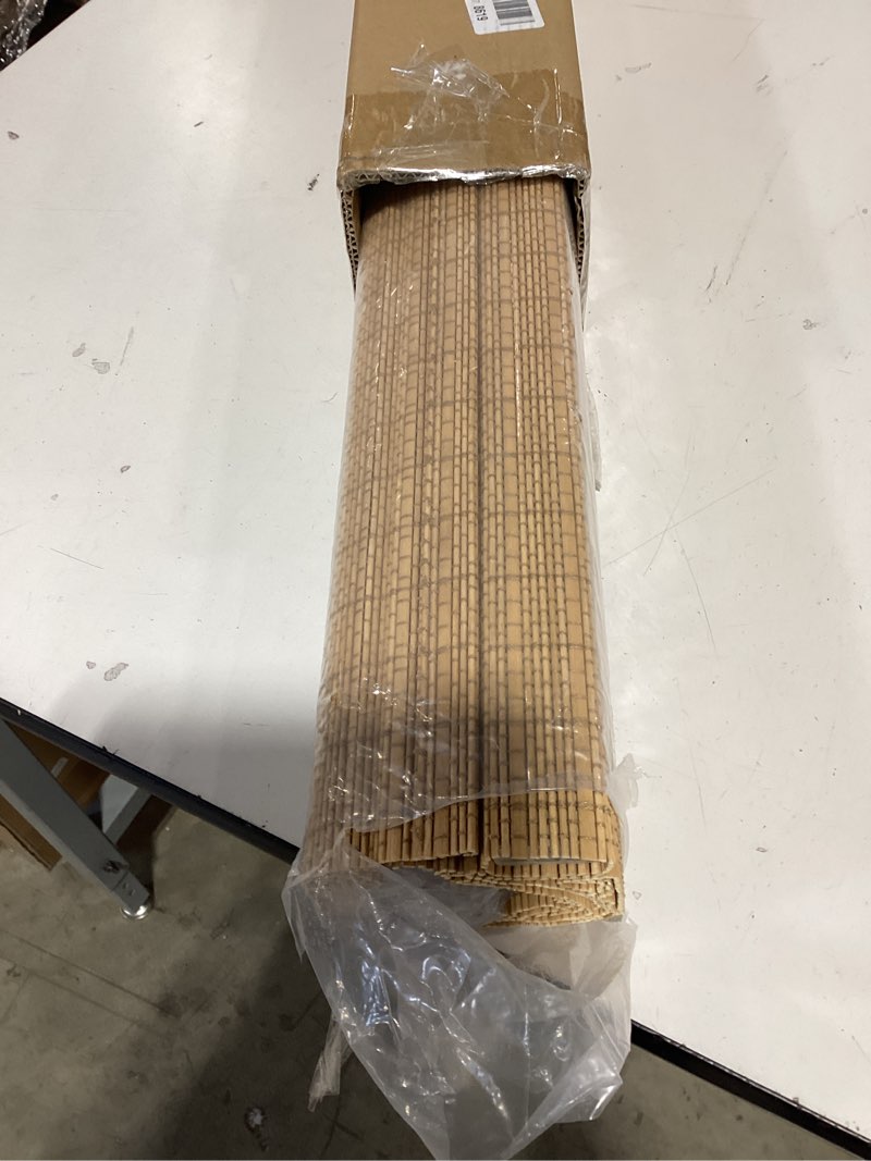 Condition photo showing Good Condition for cordless bamboo roman shades, woven wood roman blinds, light filtering natural blinds for windows, doors, thrush without liner, 32" w x 48" h thrush without liner 32"w x 48"h