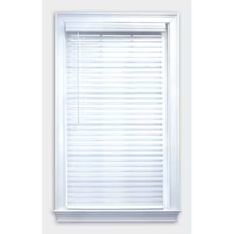 allen + roth trim at home 2-in slat width 35-in x 48-in cordless white faux wood room darkening