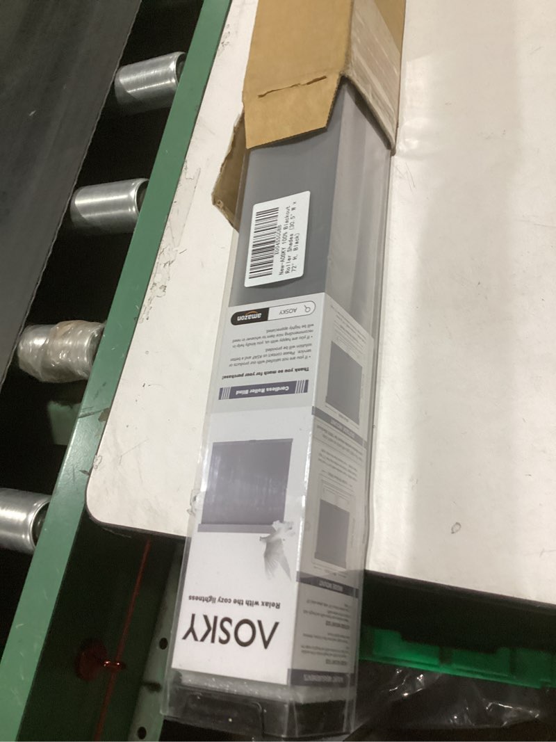 Condition photo showing New/Like New for aosky blackout roller shades cordless blinds for windows, free-stop shades with valance, thermal insulated fabric, uv protection, natural woven blinds for home and office (30.5" w x 72" h, black) black 30.5"w x 72"h