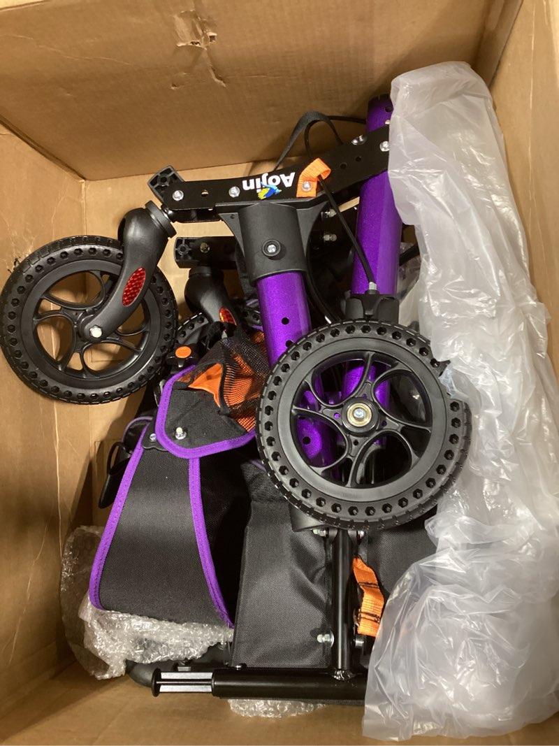 Condition photo showing Good Condition for rollator walker for seniors, lightweight foldable all terrain rolling walker with seat, aluminum walkers with 8 inch rubber wheels (purple)