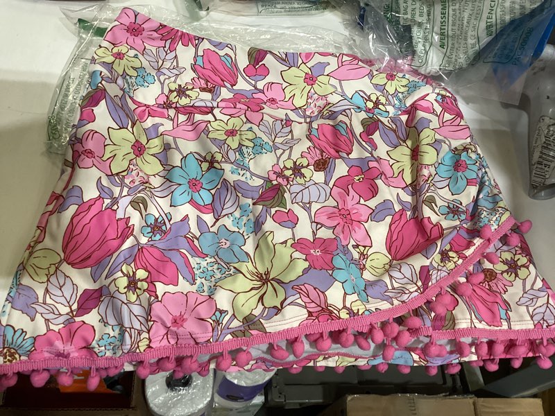 Condition photo showing As Is for grapent women's high waisted bikini bottoms ruched swimsuit tulip hem swim skirt medium e mid waist pink blossom
