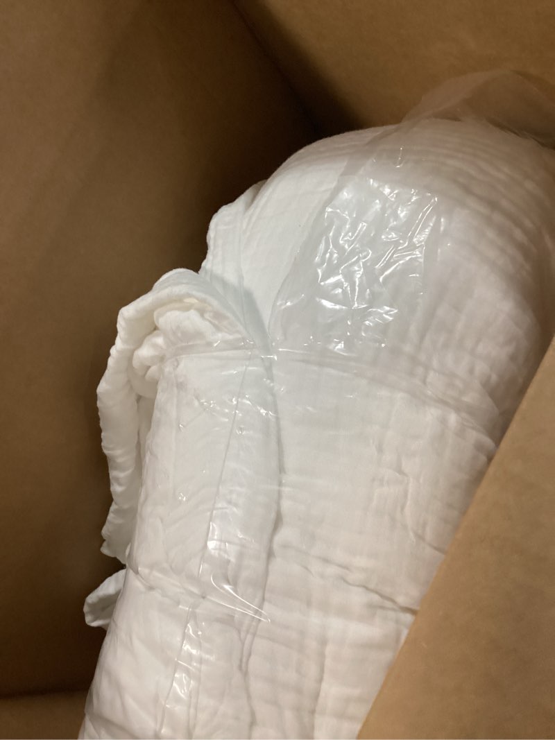 Condition photo showing As Is for EMME Cotton Blanket King Size for Bed Soft Muslin Blankets 108"x90" Lightweight Breathable Layering Blanket Bedspread Coverlet All Season Gauze, White King 04 - White