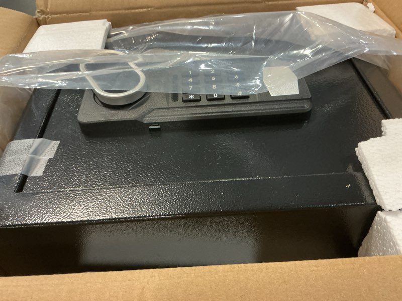 Condition photo showing Good Condition for 1.3 Cuft Small Fire Safe Box for Home Use, Personal Fire Safety Box with Electronic Keypad, Spare Keys and Removable Shelf, Steel Fireproof Document Safe Box for Money Cash Valuables