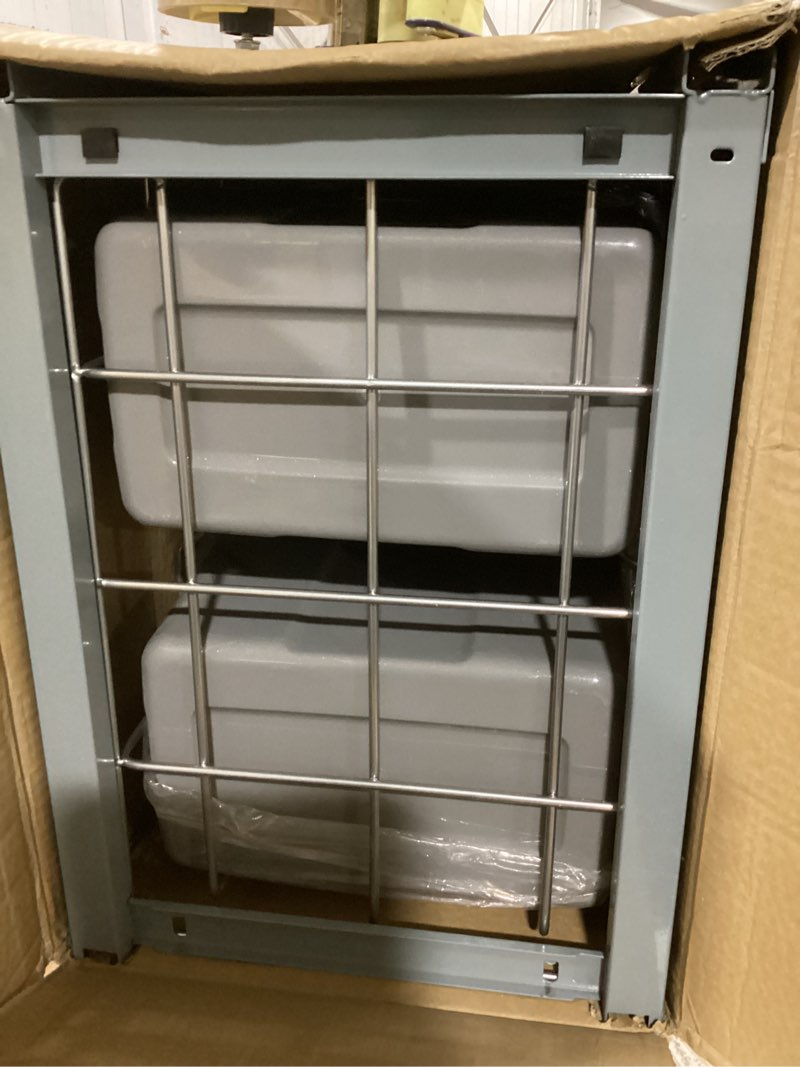 Condition photo showing Good Condition for hankey pull out trash can under cabinet, double pullout waste container recycling bin, slide out compartment hidden trash bin for kitchen garbage soft close with lids& door fittings,total 47qt