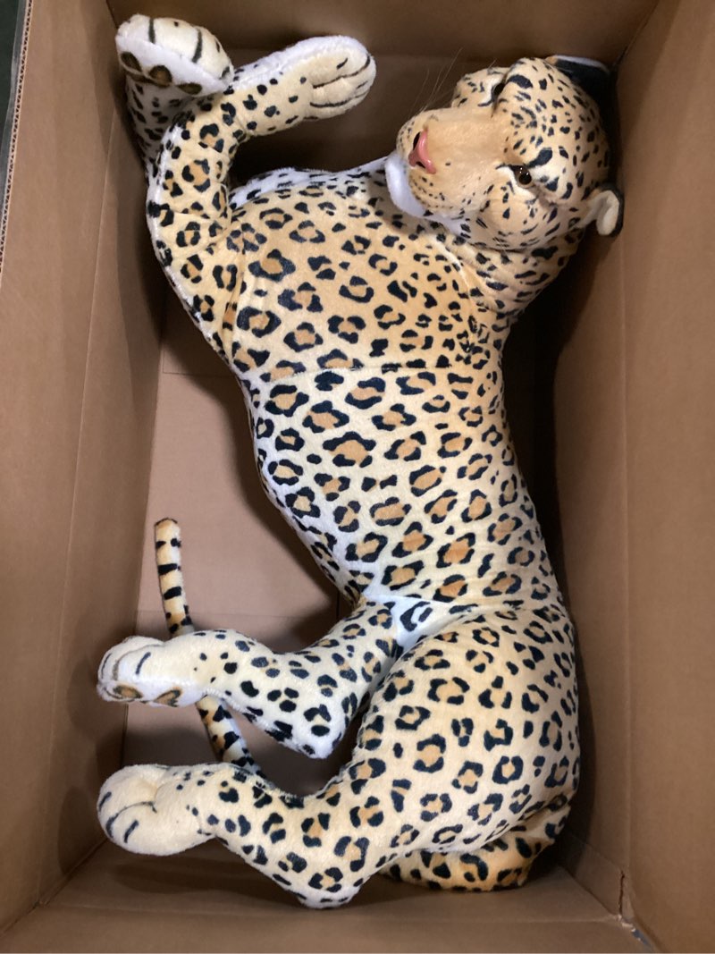 Condition photo showing Good Condition for Original Looking Premium Material Quality Soft Toy Tiger Lion Deer Wild Animal Organic Stuffed Animals Toys for Kids (King Size, Leopard)