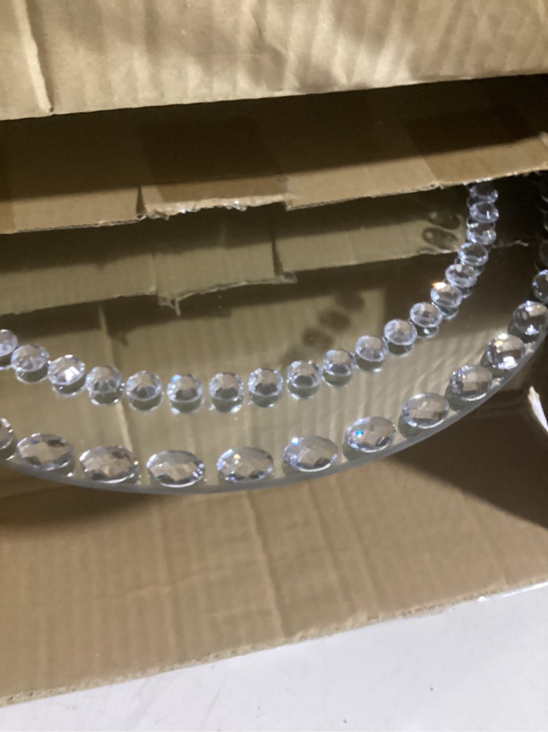 Condition photo showing Good Condition for suclain 6 pcs mirrored glass charger plates 13 inch silver mirror plates round chargers for dinner with diamond rim settings for wedding birthday party events (round diamond rim) 6 round diamond rim
