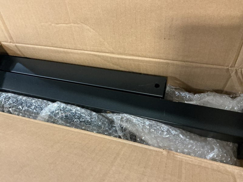 Condition photo showing As Is for VIVOSUN Outdoor Handrail, 3 Step Stair Handrail, 40" x 36" Fits 1 to 3 Steps, Wrought Mattle Iron Stair Railing with Curved End and Balusters for Concrete Step, Porch Steps, One-Step Assembly, Black 3 Steps Vertical Curve