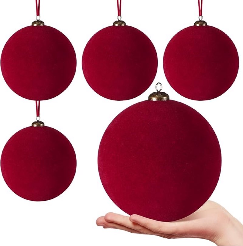 (similar)4 pcs large velvet christmas balls 6 inch christmas tree decorations xmas ornaments balls for family holiday wedding party xmas tree hanging decoration 