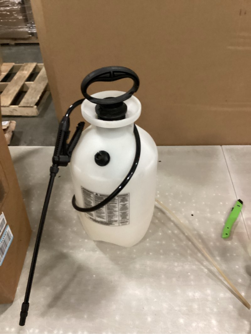Condition photo showing Good Condition for chapin usa 20005 pump sprayer, 2 gallon, lawn and garden, hand pressurized, anti-clog filter, adjustable spray nozzle, spraying plants, watering, weeds, fertilizer and pests, translucent 2-gallon sprayer
