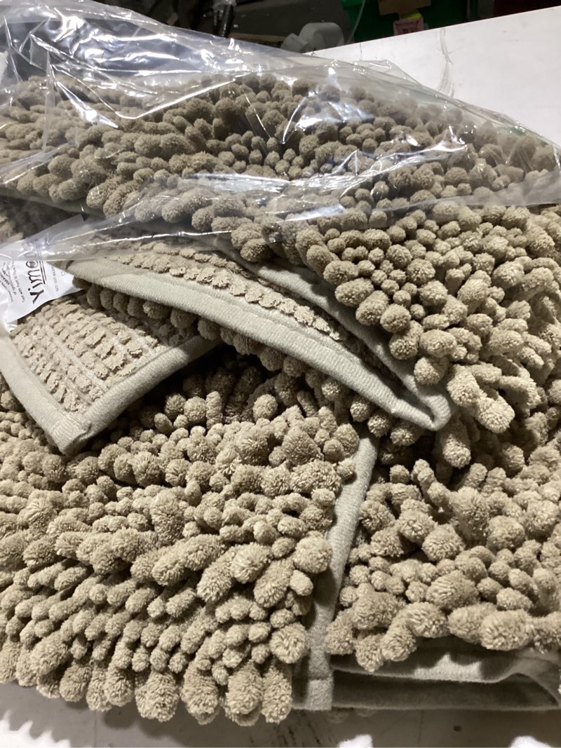 Condition photo showing As Is for yimobra bathroom rugs non slip washable 32x20 inch - ultra soft absorbent chenille bath mat, quick dry shaggy floor carpet for tub shower, camel home decor accessories 32" x 20" camel