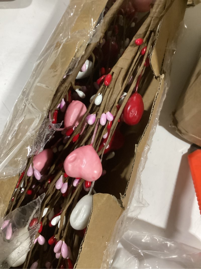 Condition photo showing Good Condition for N&T NIETING 6 Valentines Day Decorations Artificial Flowers Berry Twig Stem, Heart Shaped Berry Picks Fake Flowers Bulk Branches Valentine's Day Gifts Anniversary Wedding Home Decor(Mix)