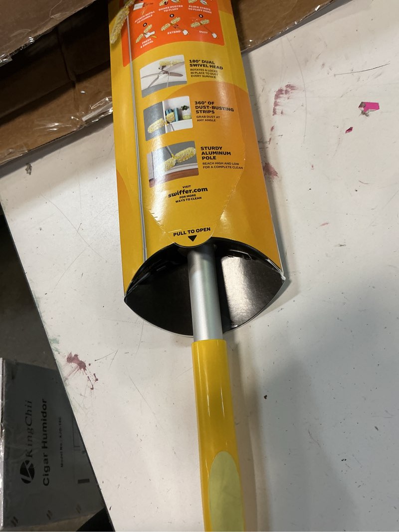 Condition photo showing Good Condition for swiffer duster kit with 6 ft super extendable handle, heavy duty starter kit with 8 refills