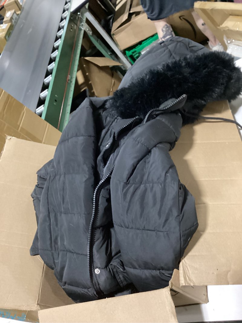 Condition photo showing As Is for moerdeng women's long winter puffer coat waterproof warm maxi down jacket faux fur removable hood parka x-large black