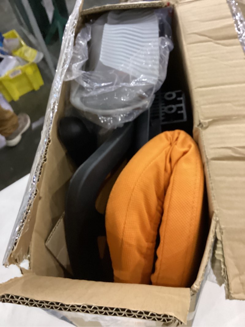 Condition photo showing As Is for Sweetcrispy Small Office Chair, Ergonomic Low-Back Mesh Rolling Work Swivel Chairs with Wheels, Armless Comfortable Seat Lumbar Support for Home, Bedroom, Study, Student, Adults,Classic Orange