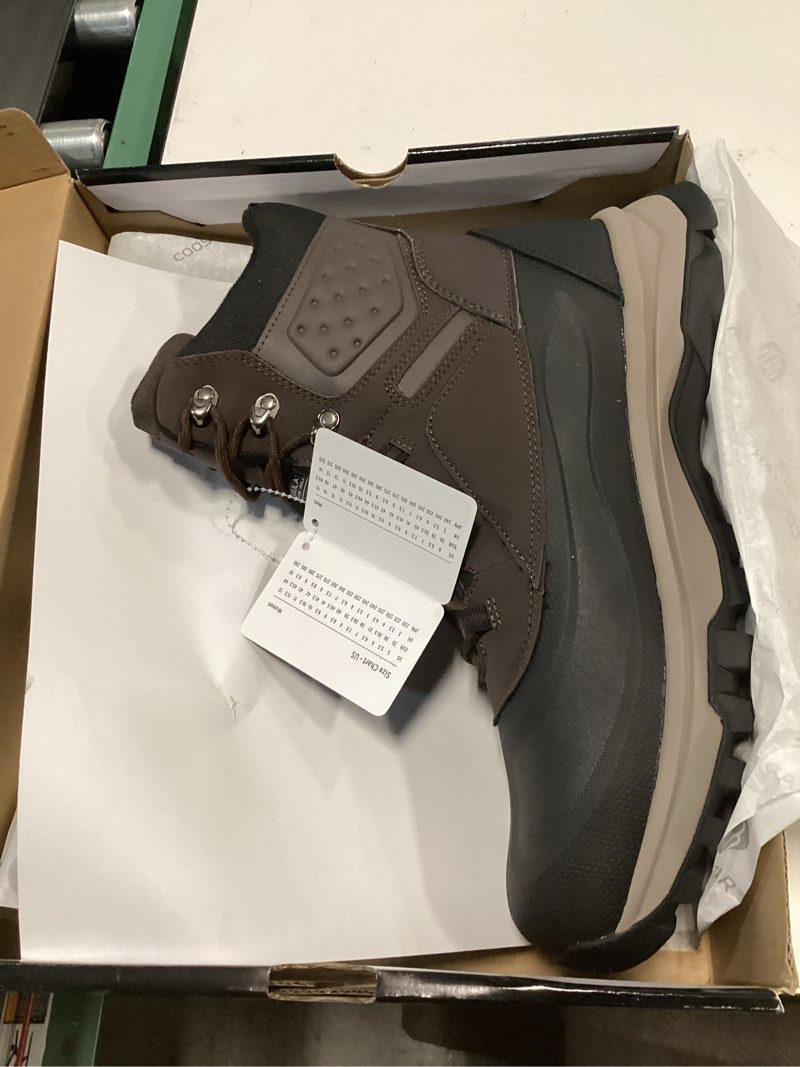 Condition photo showing New/Like New for ((size 13 ))coostar snow boots for men insulated waterproof winter boots outdoor boot for cold weather dark brown