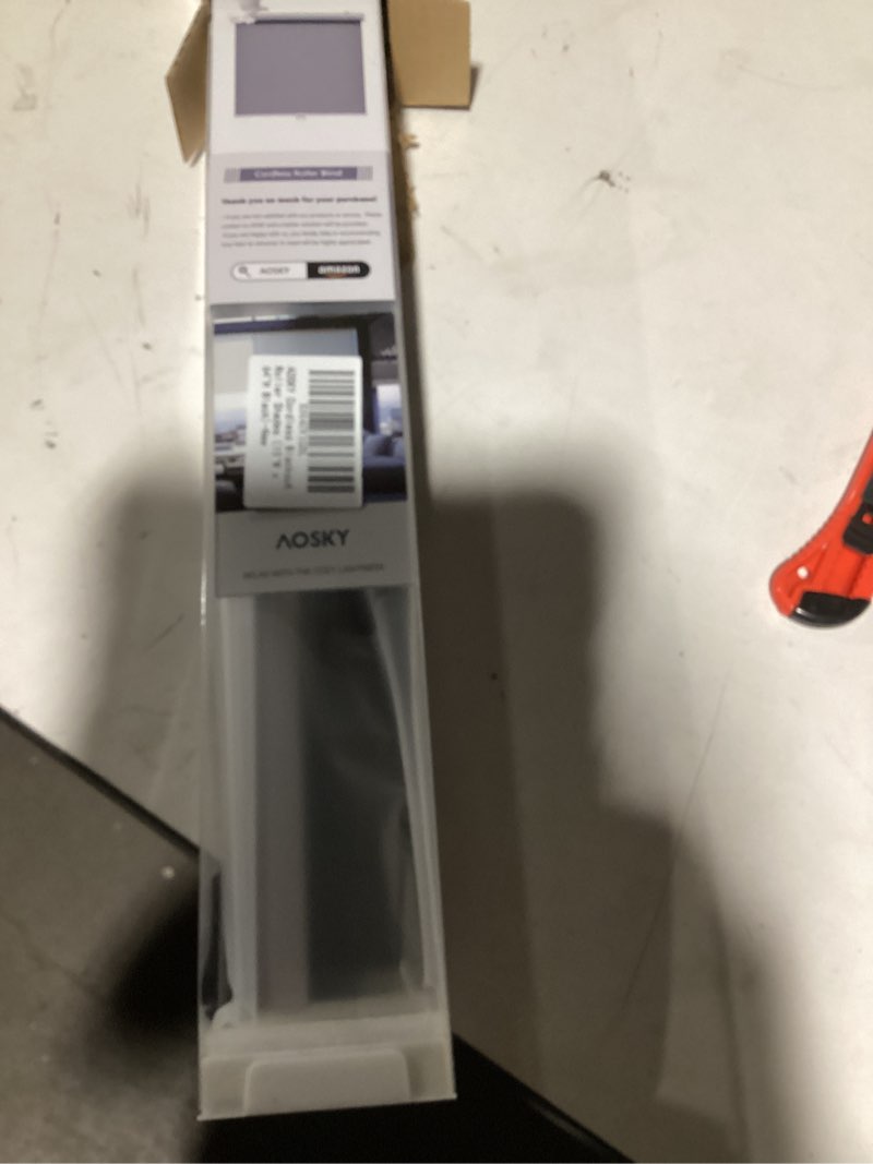 Condition photo showing Good Condition for AOSKY Cordless Roller Shades Blackout Blinds for Windows Room Darkening Rolled Up Shades with Spring System, UV Protection Window Shades Door Blinds for Home and Office (15" W x 64" H, Black) 15"W x 64"H Black