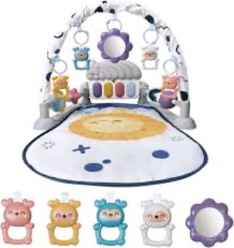 Baby Play Gym Mat, Baby Gym Activity Center, Kick and Play Piano with Music and Light, Tummy Time To