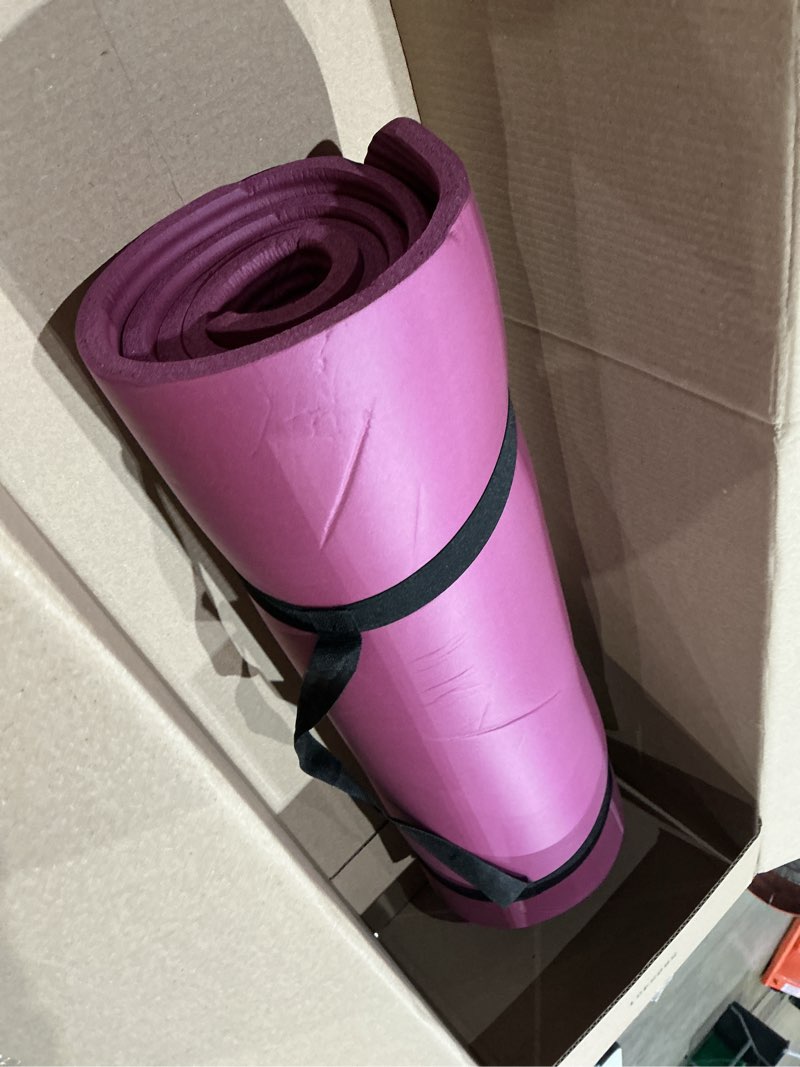 Condition photo showing Good Condition for retrospec solana yoga mat thick 1/2in non-slip workout mat with nylon strap - 72x24in exercise mat for pilates, stretching & fitness - bpa free, easy clean boysenberry 1/2 inch