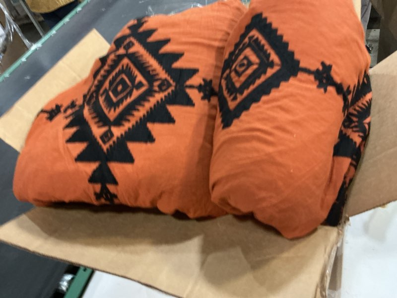 Condition photo showing Good Condition for MAIREVE Burnt Orange Embroidery Comforter Sets Full Size - 7 Pieces, Farmhouse Western Boho Comforter Set, All Season Bed in A Bag Full Size with Sheets, Pillowcases & Shams Burnt Orange Full 7 Piece