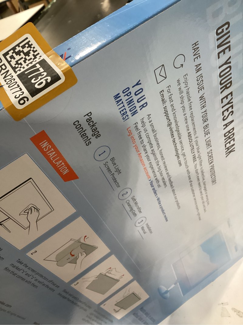 Condition photo showing New/Like New for vintez blue light screen protector for 23, 23.6, 23.8, 24 inch computer monitor and laptop – anti-uv blue light blocking film for desktop pc, eye protection filter, 21.2" x 13.4", 1 pack [1 pack] acrylic 23"-24'' diagonal (16:9/16:10) blue screen for monitor