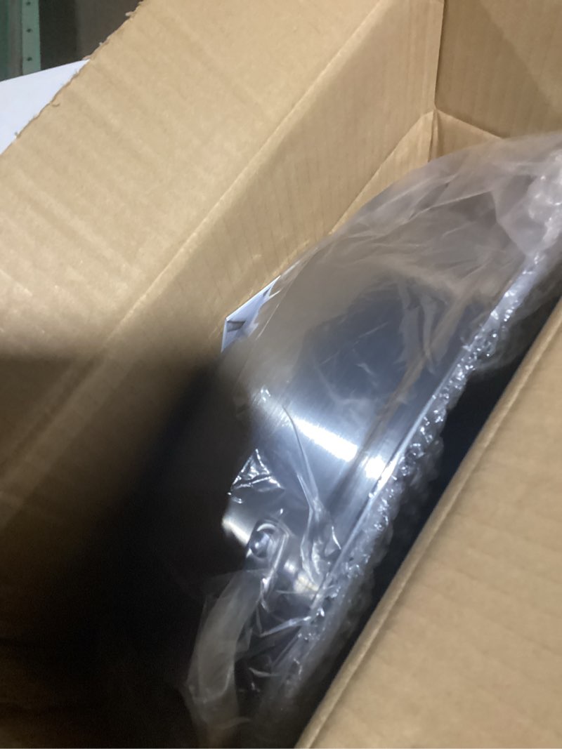 Condition photo showing Good Condition for Delarlo Tri-Ply Stainless Steel Hot Pot 14 inch Everyday pan With lid, Everything Pan, Durable Deep Saute Pan, 7QT Induction Cooking Pot,Woks & Stir-Fry Pans Oven Safe Stock Pot Stainless Steel 7 Quarts