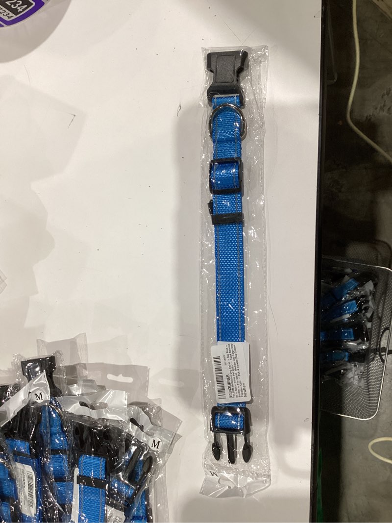 Condition photo showing New/Like New for TECEUM Reflective Dog Collar – Sky Blue – M – Extra Soft Padding – Basic Nylon Pet Collar – Quick Release Buckle – Fits Small, Medium and Large Dogs, Puppies, Cats – ESA & Service Dog Options Sky blue Medium